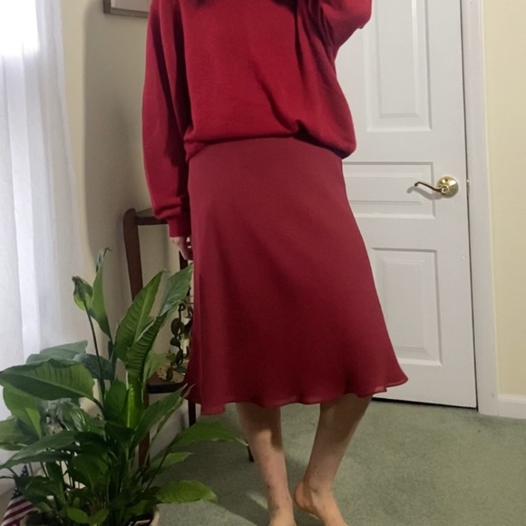 Vintage Charlotte Ford Red Slip Midi Skirt - Picture 3 of 7